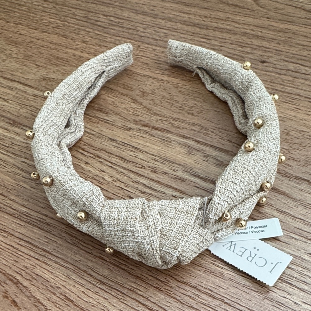 NWT J Crew Gold Beaded Knot Headband - Picture 4 of 6
